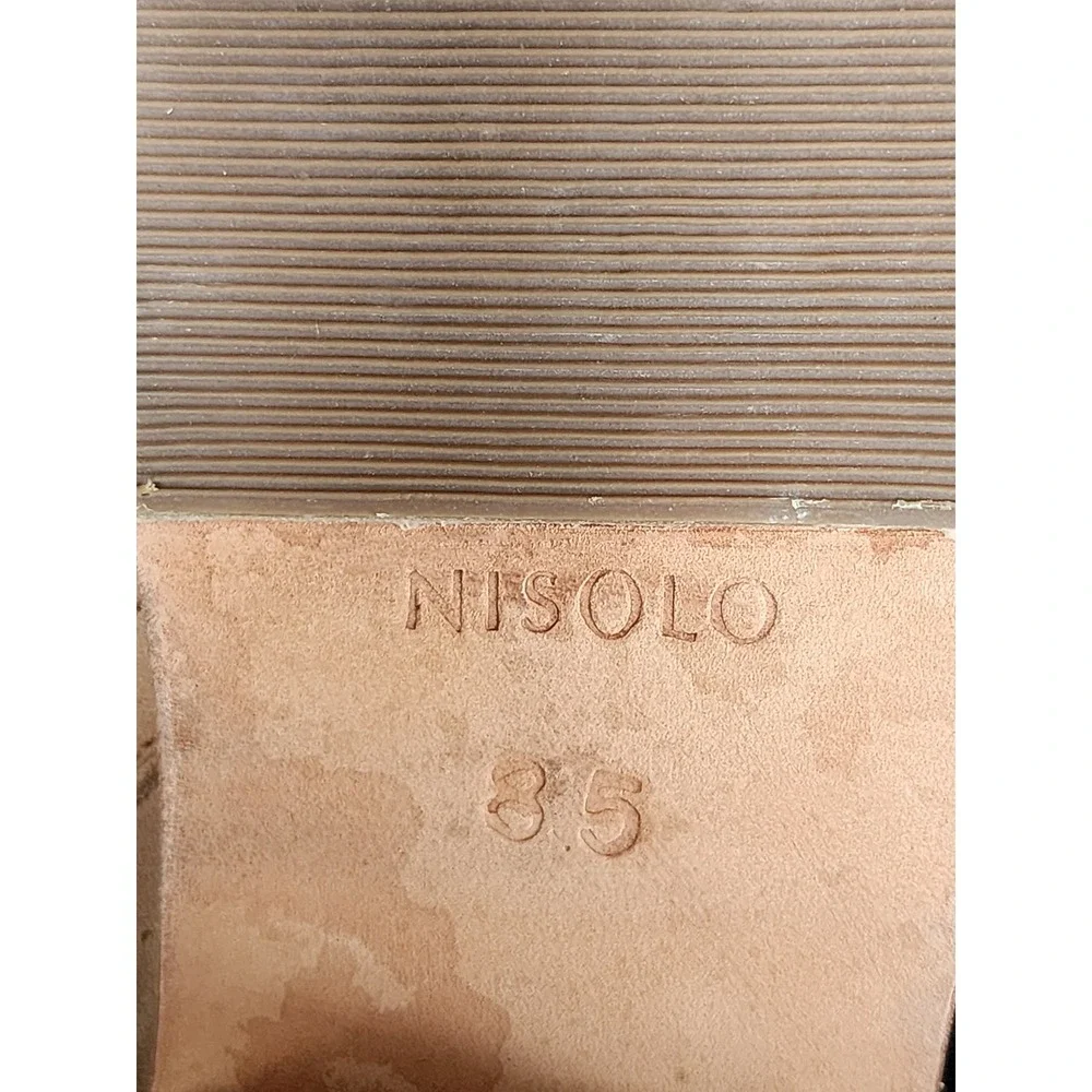 Nisolo Mia Tan Leather V-Cut Ankle Boots Pointed Toe Stacked Heel Size 8.5